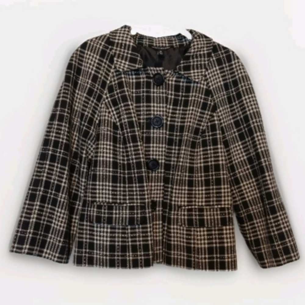 Briggs New York Black & White Swing Blazer Jacket Size 16